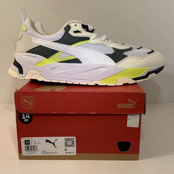 👟 [BRAND NEW] PUMA TRINITY WHITE LIME SHEEN MENS SHOES SIZE 14 SNEAKERS 👟 - Picture 5 of 12